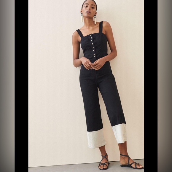 Anthropologie Pants - Anthropologie Maeve Black and Cream Wideleg Jumpsuit, Size 6